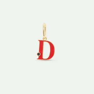 Pendentif lettre D rouge