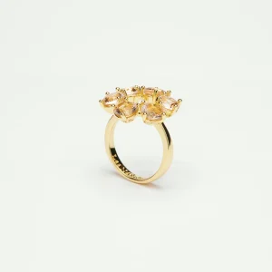 Bague fine 6 pierres la diamantine rose abricot