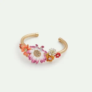 Bracelet jonc fleurs pâquerettes et zinnias