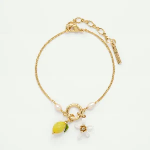 Bracelet fin citron et fleur de citronnier