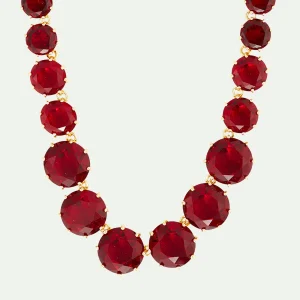 Collier sautoir pierres rondes La Diamantine rouge grenat