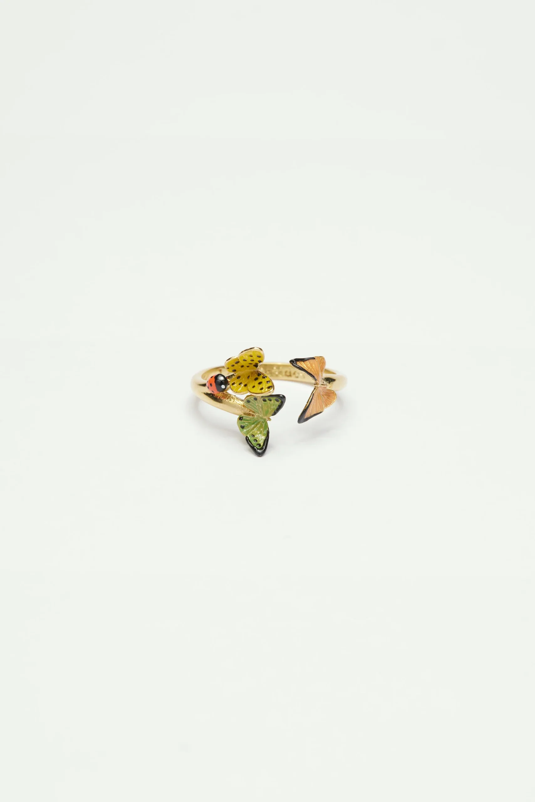 Bague ajustable papillons colorés et cocinelle – Image 3