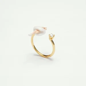 Bague ajustable mini ballerine en tutu blanc