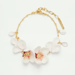 Bracelet fin fleurs blanches du japon et pétales