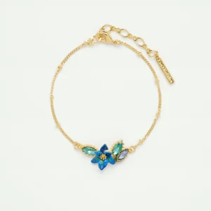 Bracelet fin Iris de Sibérie et cristaux facettés