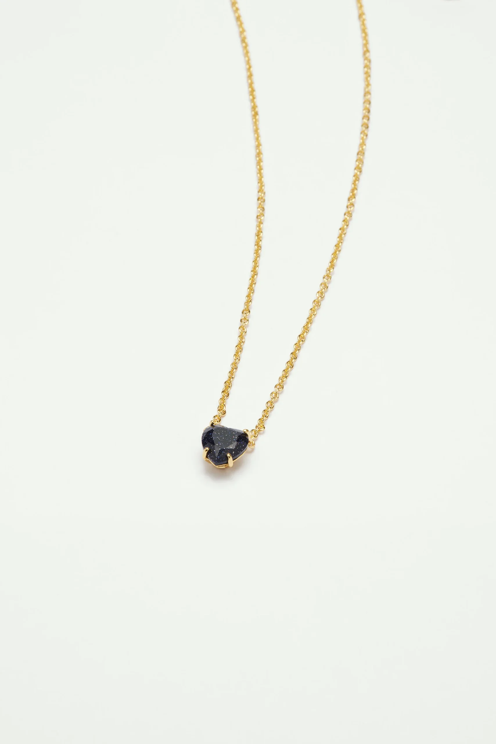 Collier pendentif pierre cœur la diamantine bleu nuit pailleté – Image 3