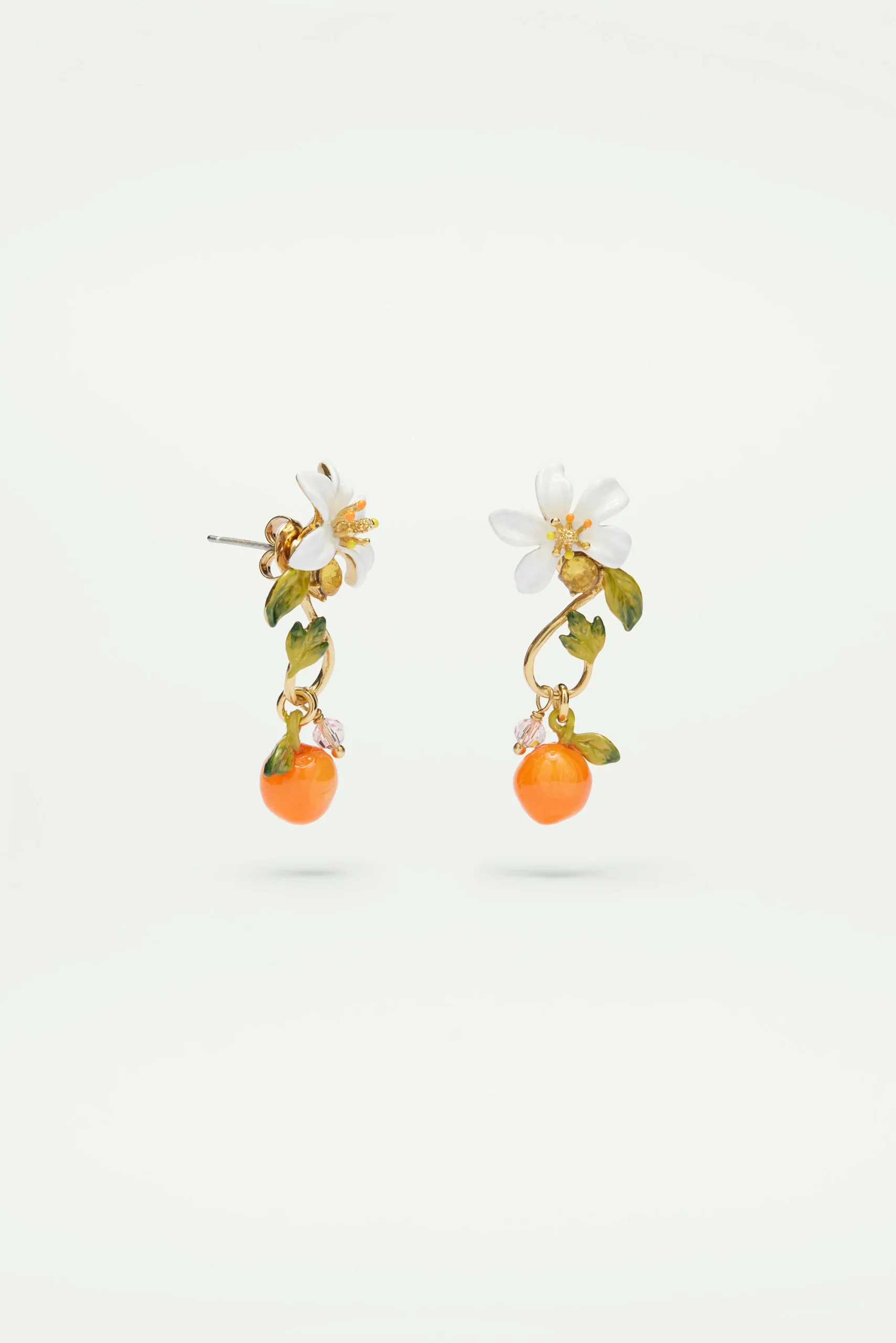 Boucles d'oreilles effet baroque orange et fleur d'orange – Image 2