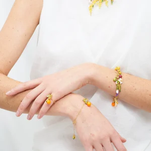 Bracelet fin orange et petites feuilles