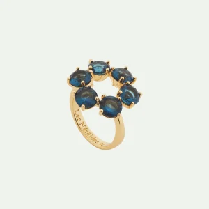 Bague fine 6 pierres rondes La Diamantine Bleu Océan