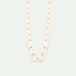 Collier sautoir pierres rondes La Diamantine blanc opalescent