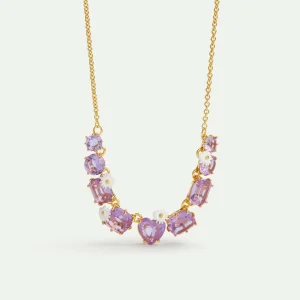 Collier fin 9 pierres La Diamantine lavande et marguerites
