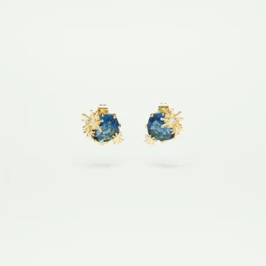 Boucles d'oreilles étoiles dorées et pierre carrée