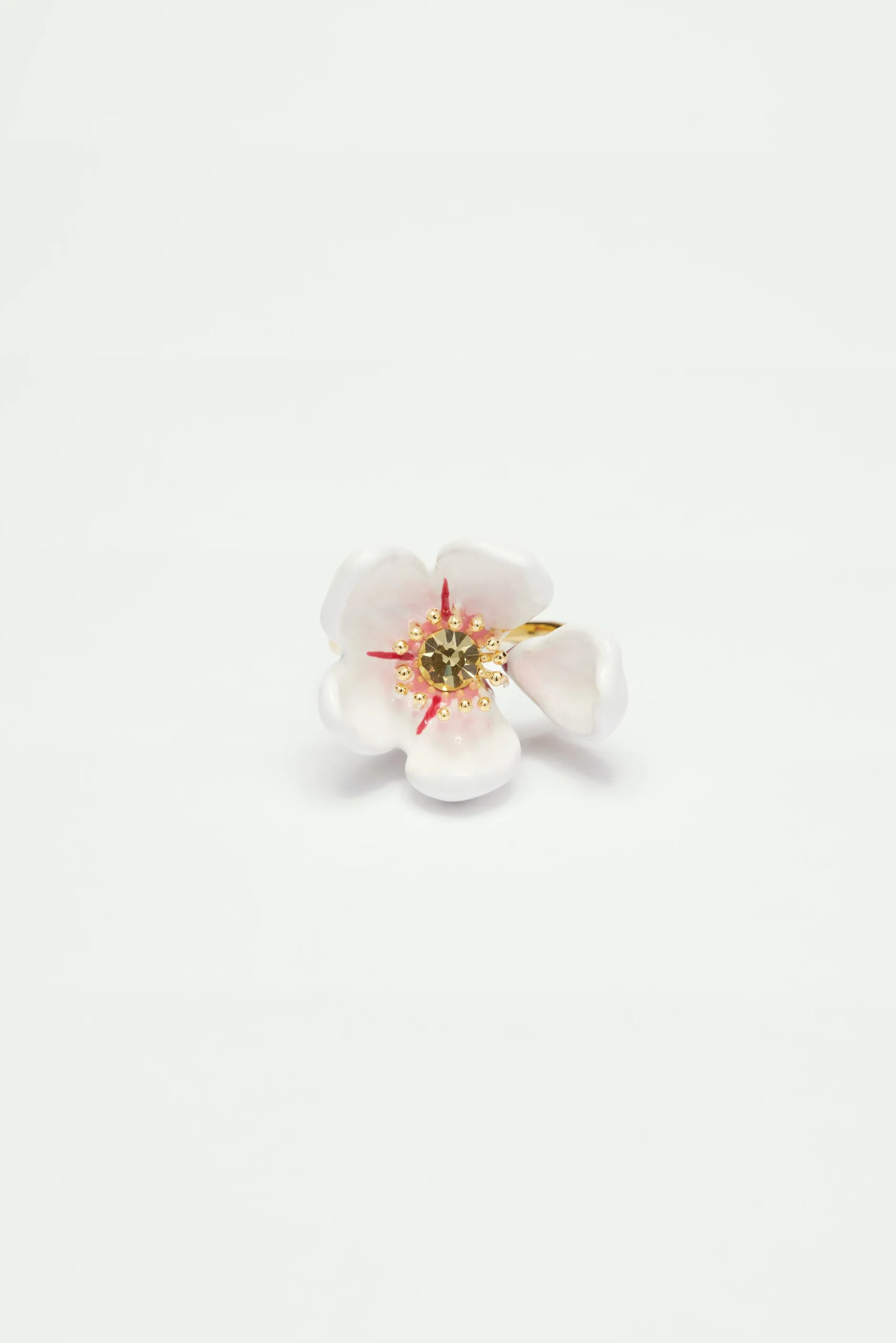 Bague ajustable fleur blanche du japon et pétale – Image 4