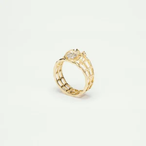 Bague ajourée araignée et cristaux