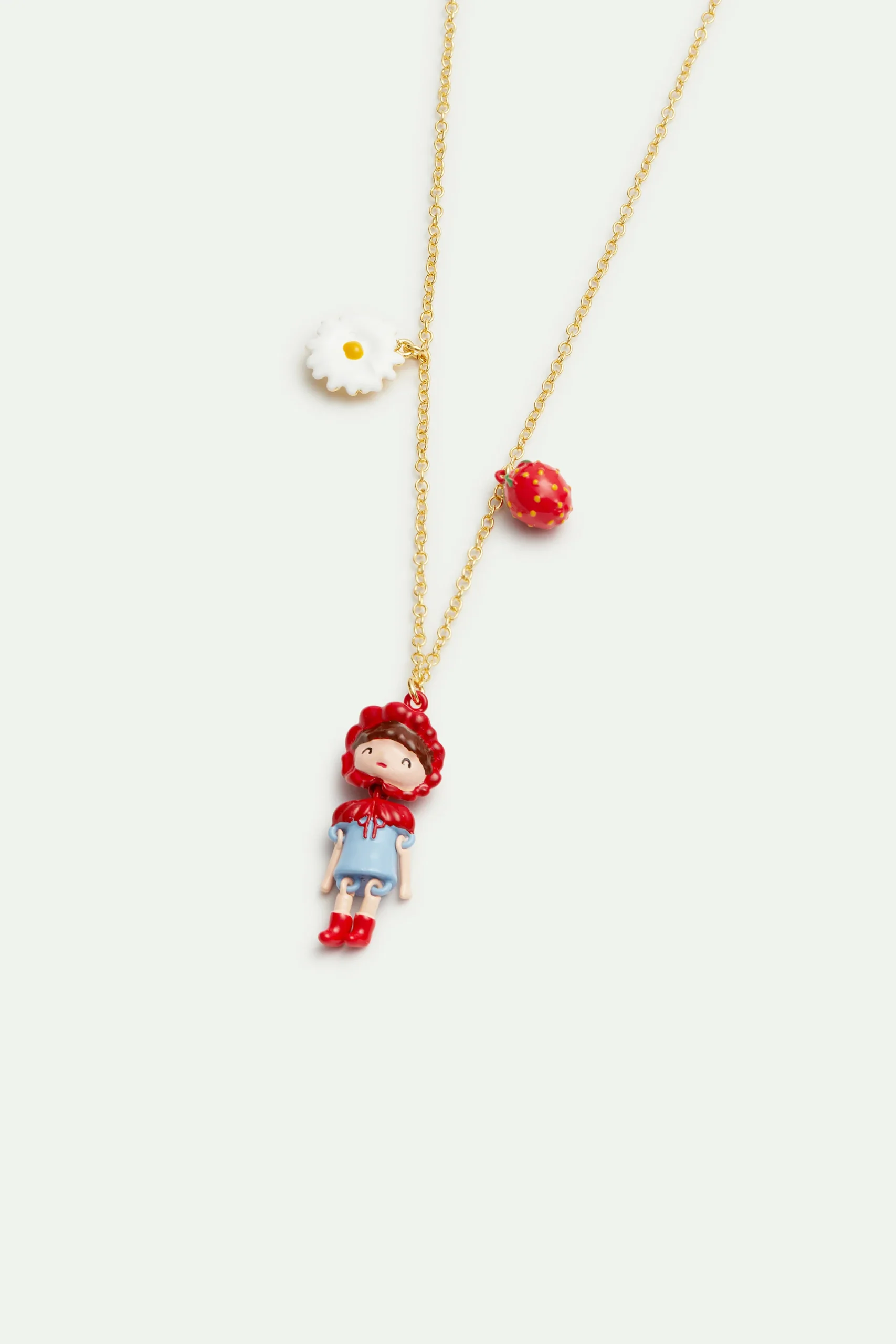 Collier pendentif Le Petit Chaperon rouge, fraise et marguerite – Image 2