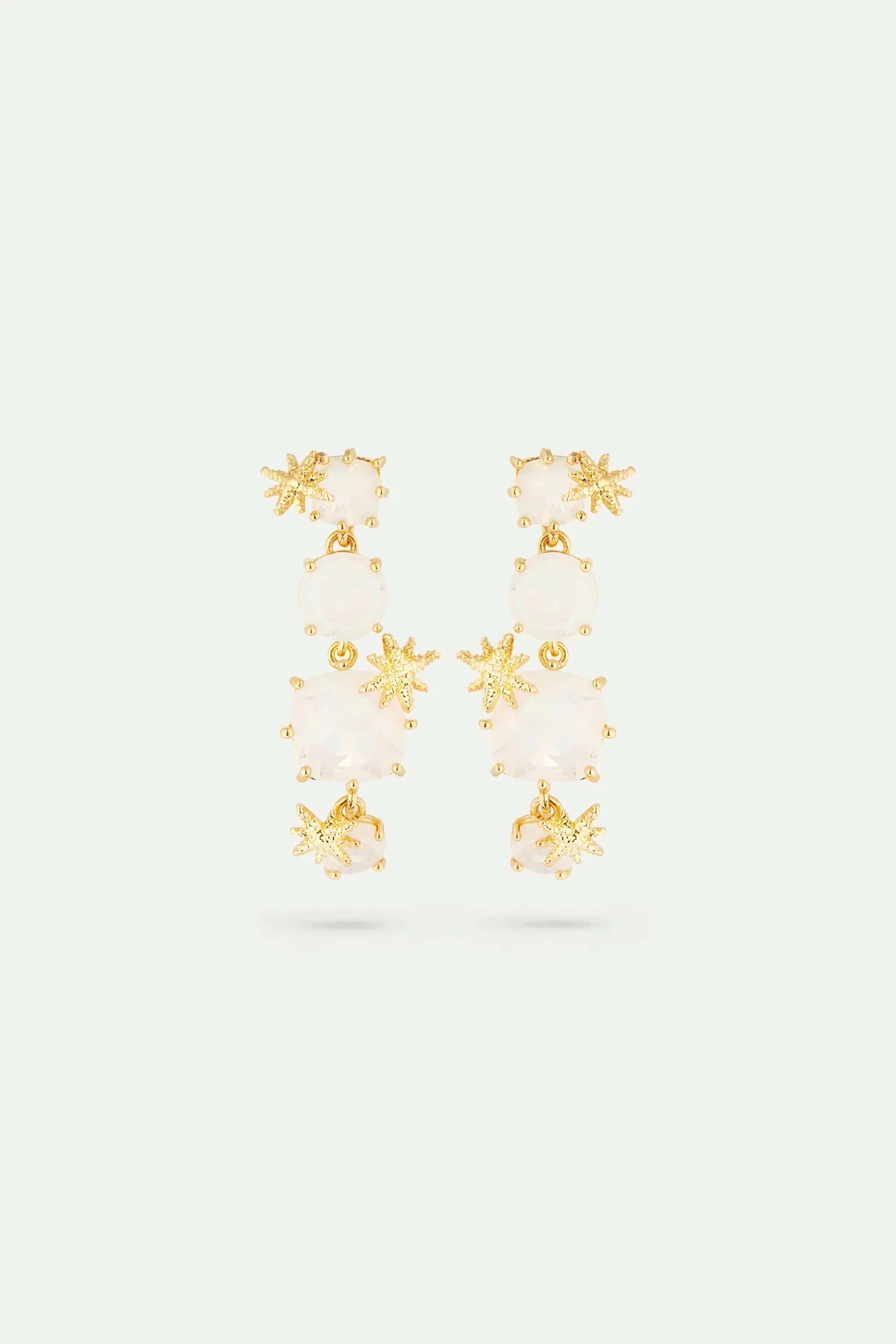 Boucles d'oreilles 4 pierres La Diamantine blanc opalescent et fines étoiles