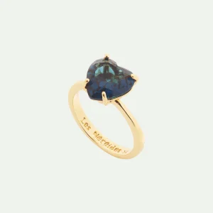 Bague solitaire pierre cœur La Diamantine Bleu Océan
