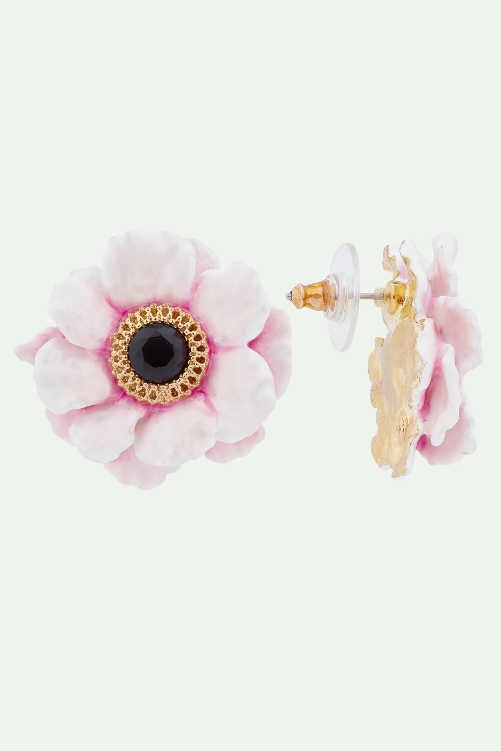 Boucles d'oreilles tiges pivoine rose – Image 2