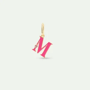 Pendentif lettre M rose