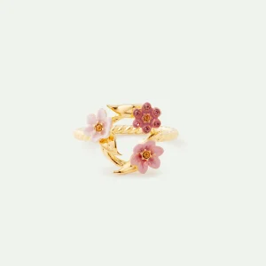 Bague fine couronne de fleurs de jasmins roses