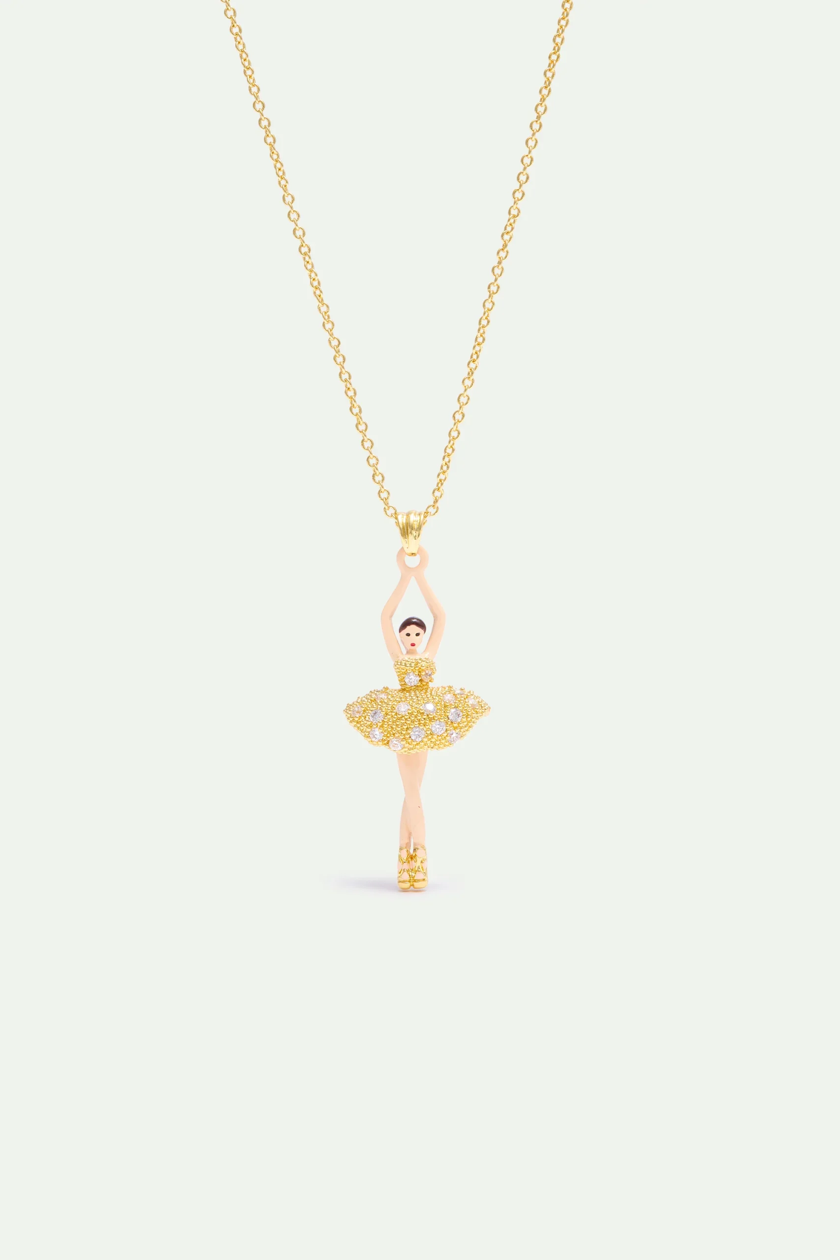 Collier Ballerine perles dorées et cristaux