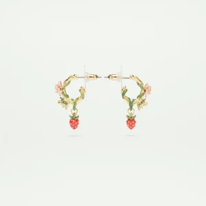 Boucles d’oreilles tiges créoles fraise des bois