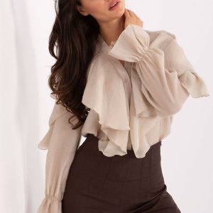 Chemise manche longue beige