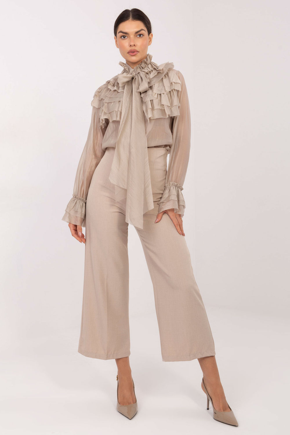 Chemise manche longue beige – Image 2