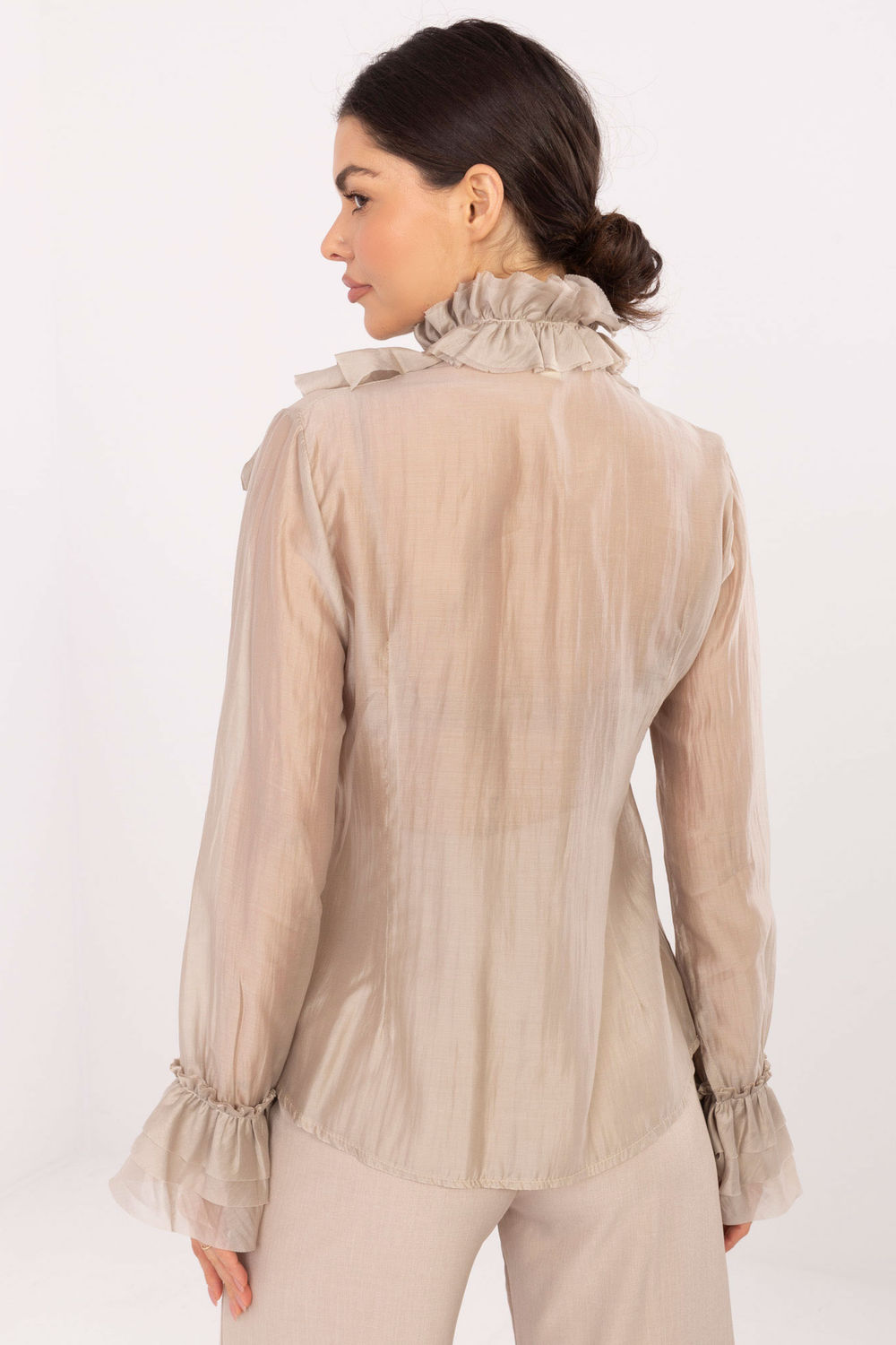 Chemise manche longue beige – Image 3