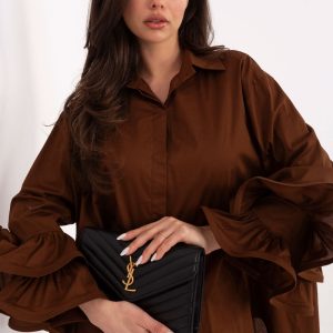Chemise manche longue brune