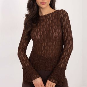 Blouse en dentelle brun