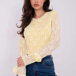Blouse en dentelle jaune