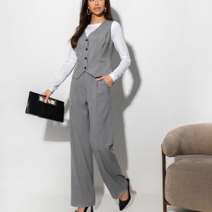 Pantalon femme gris