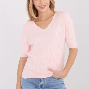 Pull à manches courtes rosé
