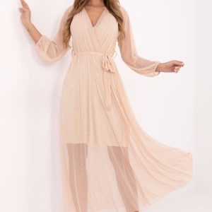 Robe longue beige