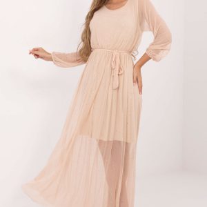 Robe longue beige