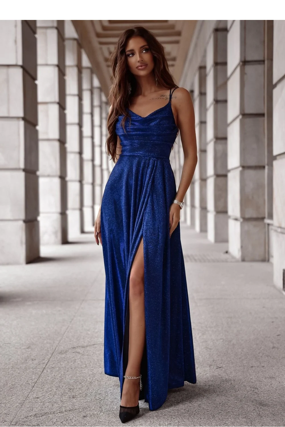 Robe longue bleue marine