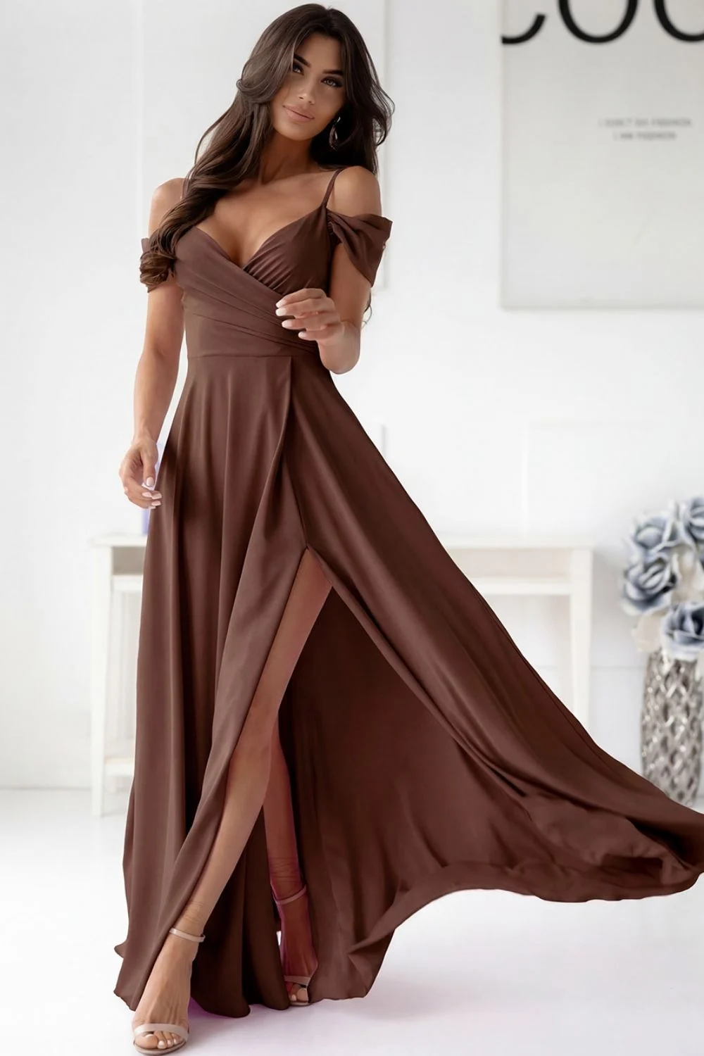 Robe longue brune