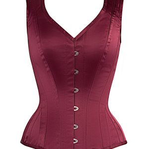 Overbust Waist Taming col en V avec bretelles Bordeaux